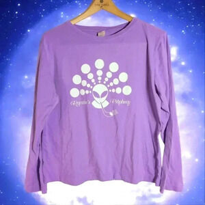 Purple Ramtha's Prophecy What the Bleep do we know Tshirt sz L long sleeve